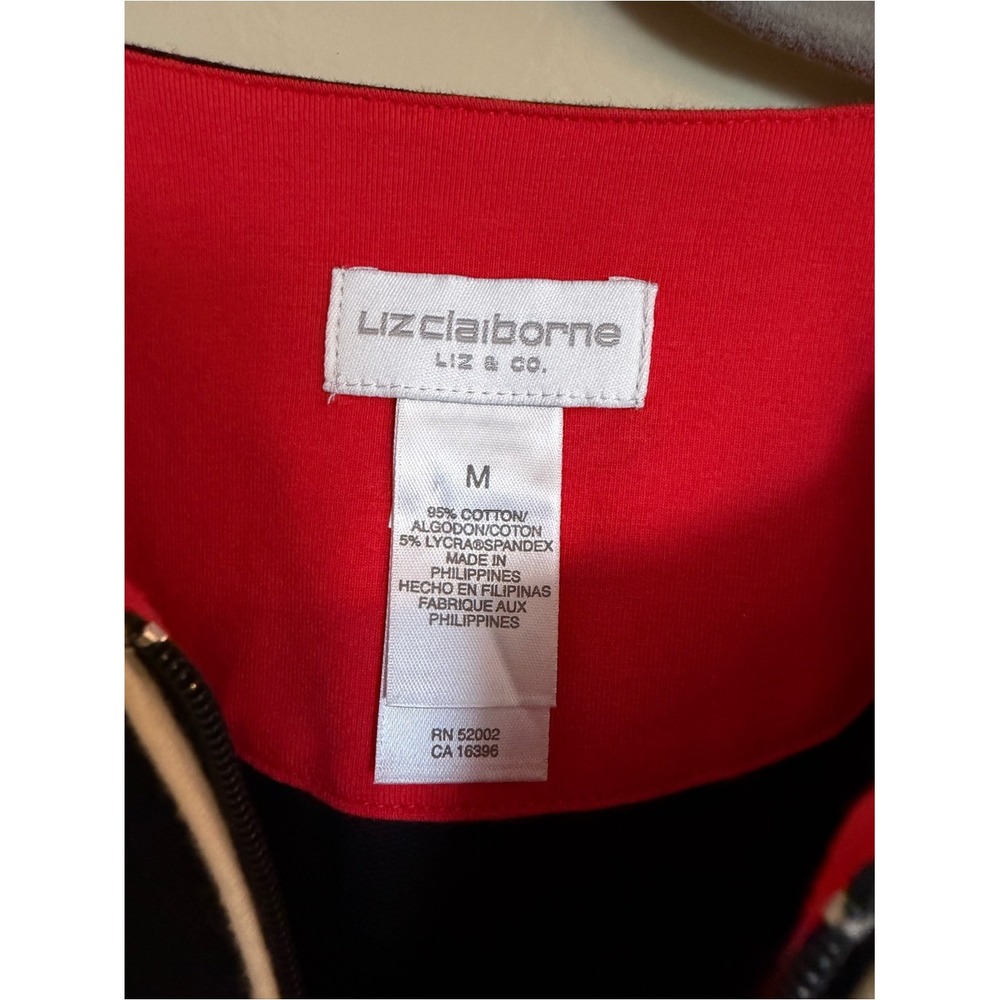 Liz Claiborne Liz & Co Womens Black Quarter Zip Sweatshirt Modern Contrast M - Picture 2 of 5